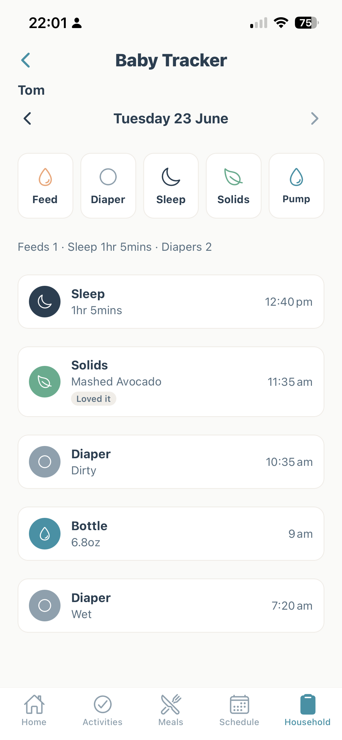 Baby Tracker in Kiddoe