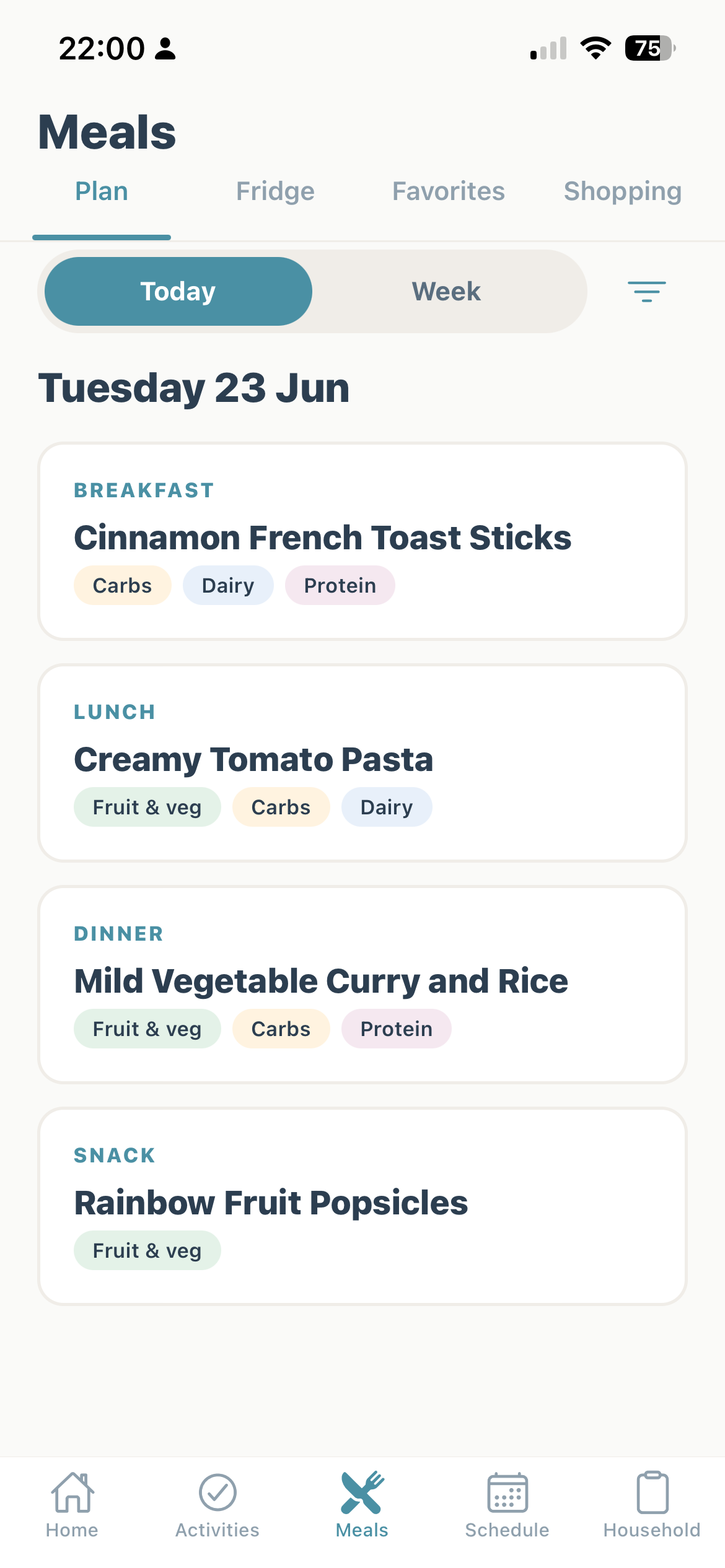 Meals in Kiddoe